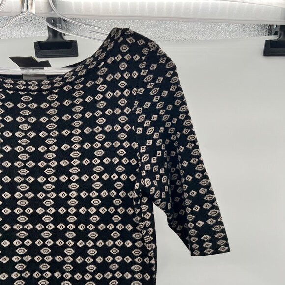 Taylor Women's Short Sleeve Ruffle Hem Sweater Dress Black/Beige Size Small - Picture 4 of 9